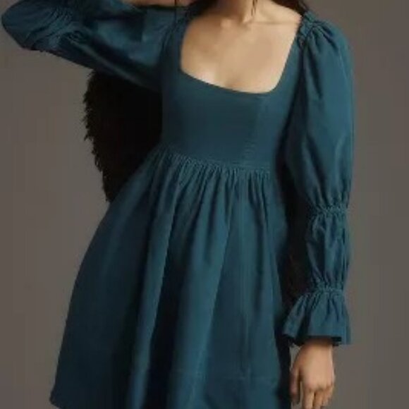 Pilcro Square-Neck Corduroy Babydoll Mini Dress - Picture 2 of 16